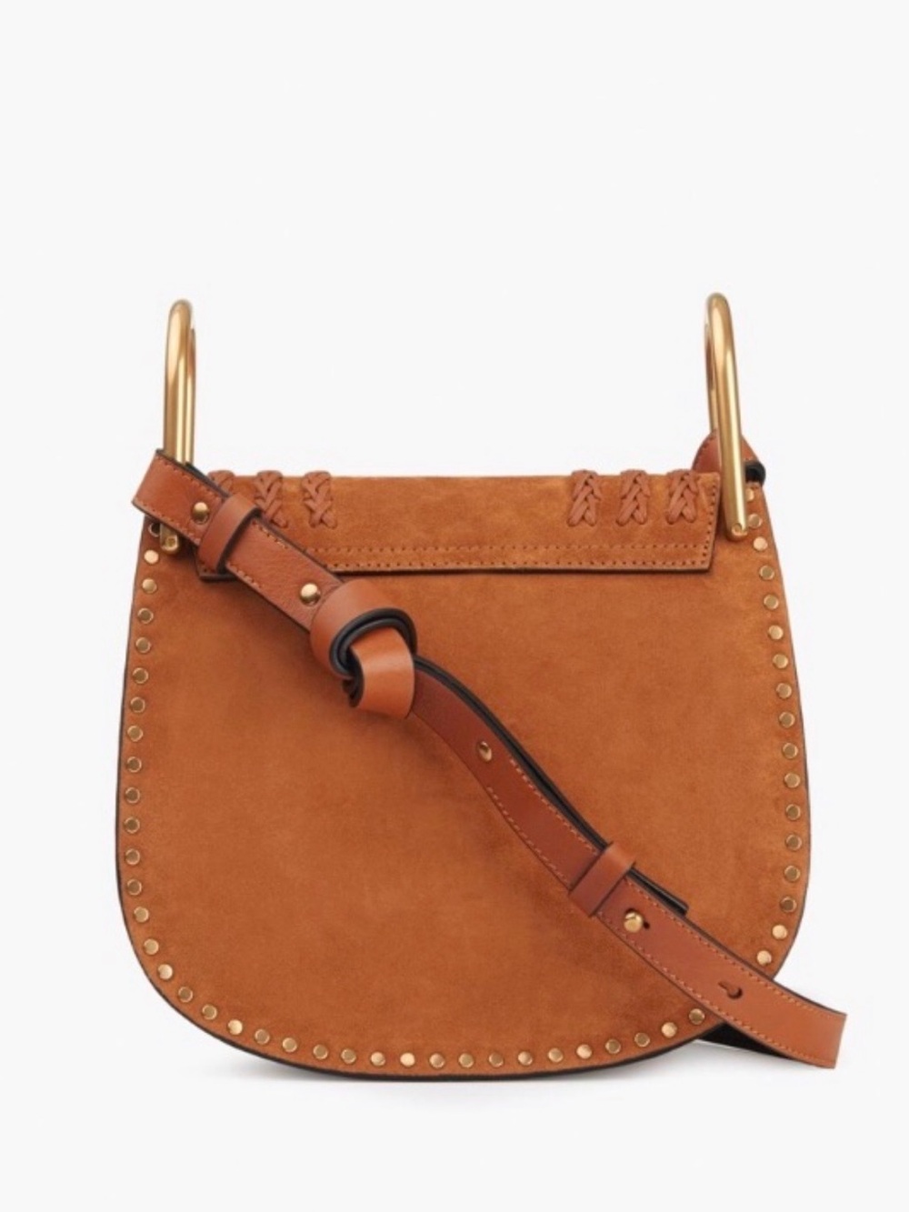 Chloe Hudson Caramel Brown Suede Small Saddle Bag with Tassel - Picture 5 of 11